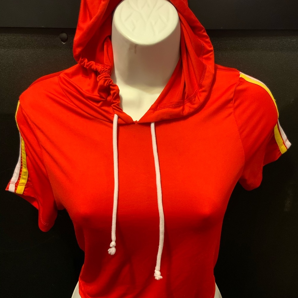 Ladies mid drift hooded top